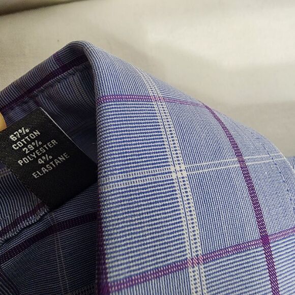 Van Heusen Mens Dress Flex Shirt 18.5 36/37 Reg Blue Oeko Tex Button Long Sleeve - Picture 10 of 13